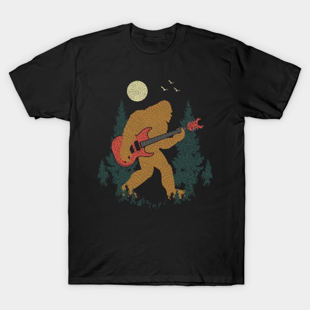 Sasquatch Guitar T-Shirt by Tesszero